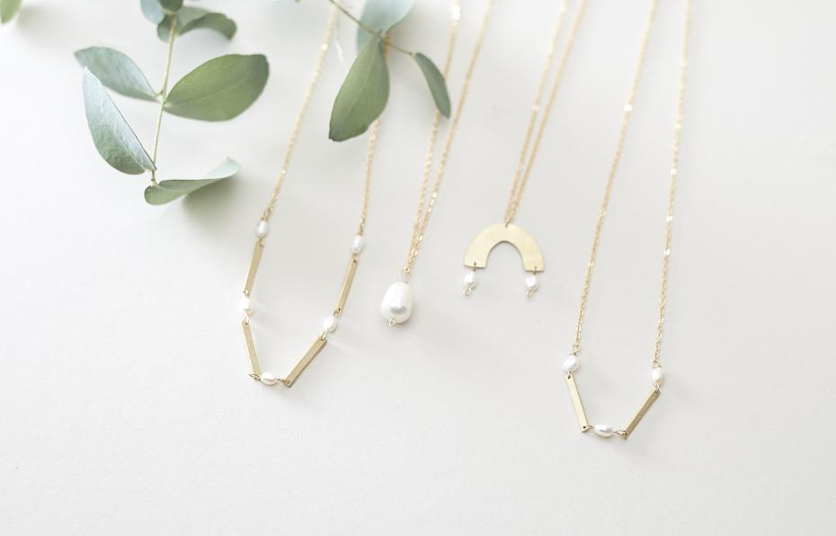 Pearl Long Necklace, Pearl Drop Pendant, Pearl Small Arch Pendant, Pearl Short Necklace